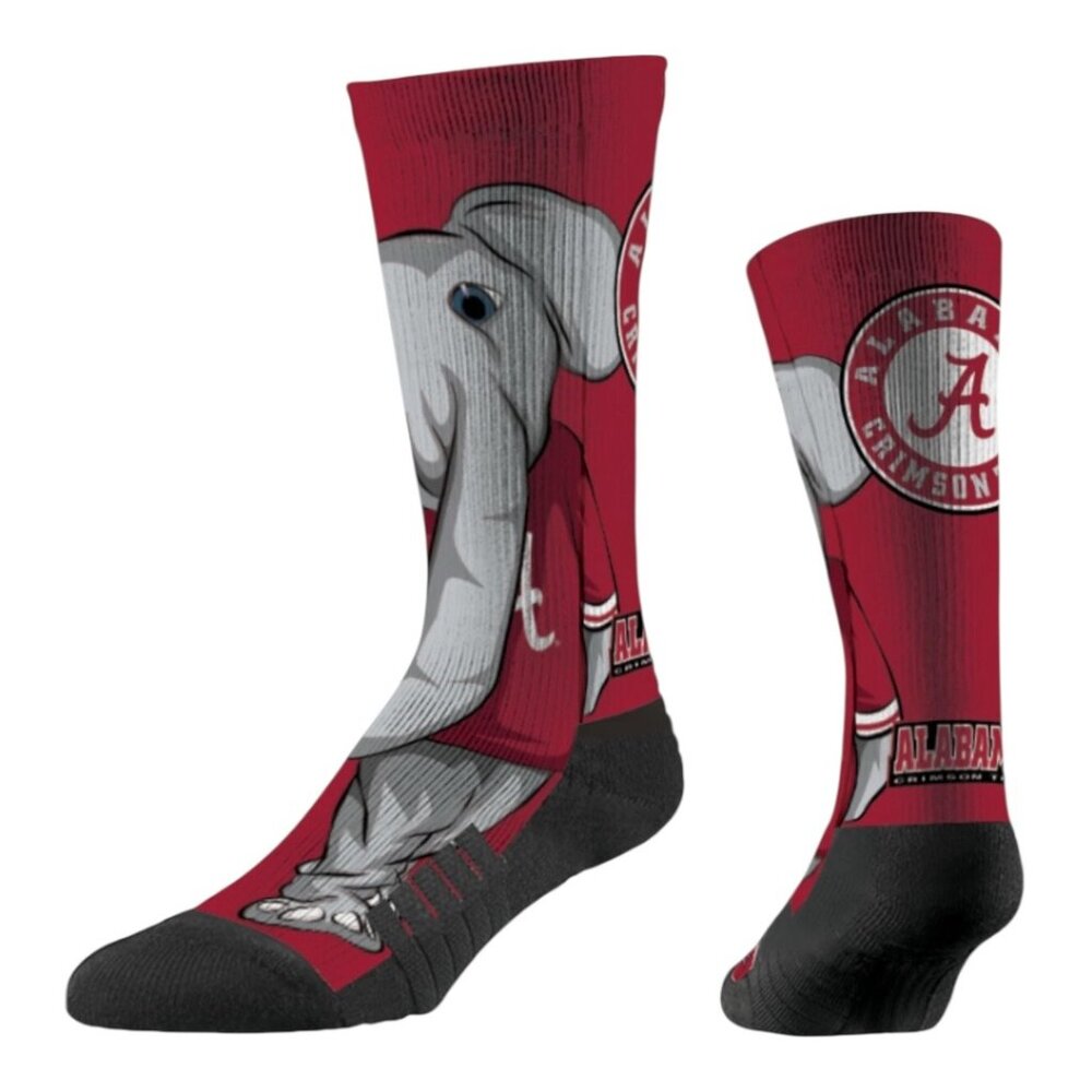 Strideline Alabama Crimson Tide Big Al NCAA Licensed Crew Socks M/L 8-12 NWT